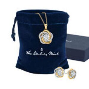Danbury Mint Gold Plated Infinite Stress‎ Pendant Necklace and Earrings
